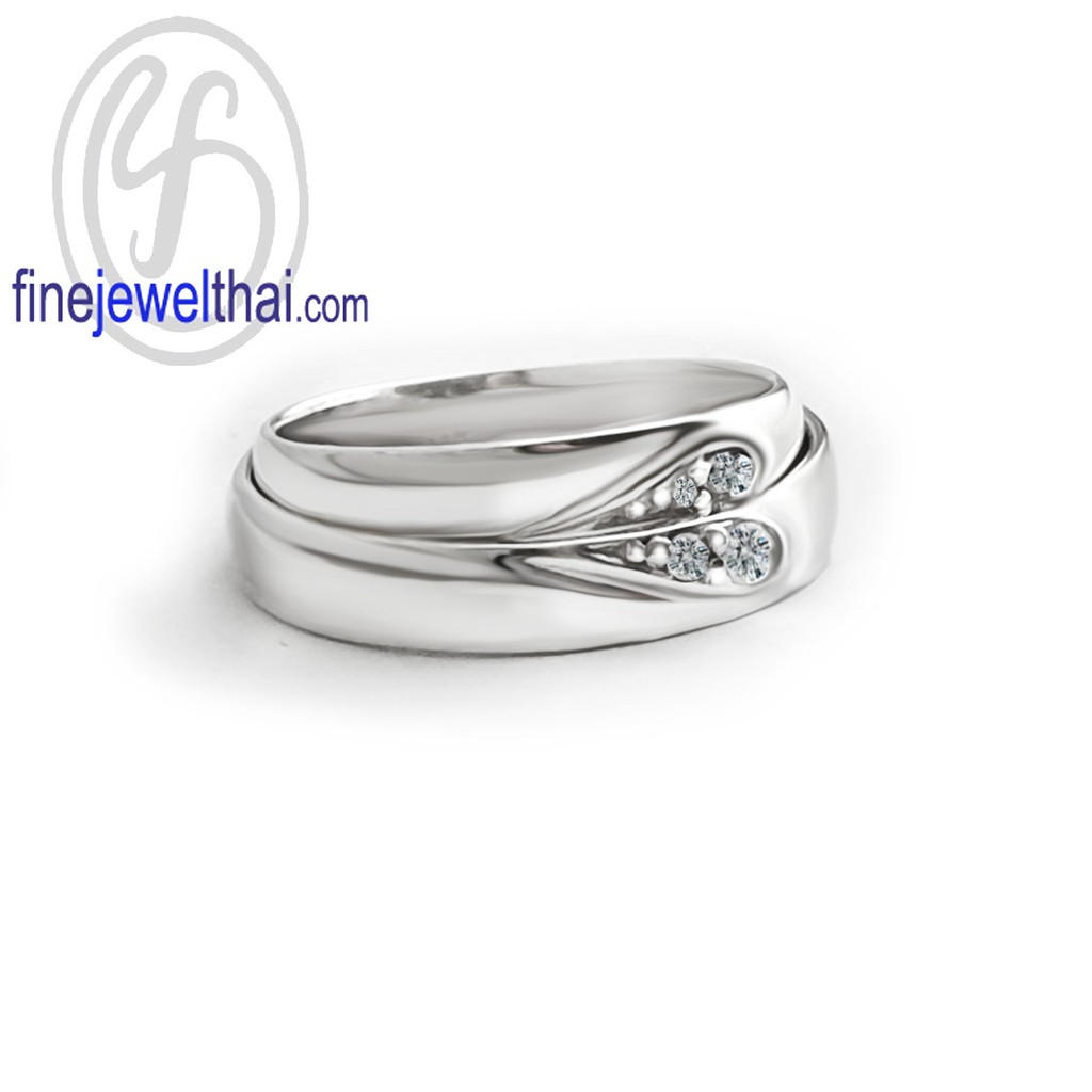 finejewelthai-แหวน-แหวนคู่-แหวนเพชร-แหวนเงินแท้-couple-diamond-cz-silver-ring-r1410-11cz-ราคาต่อคู่-เลือกสีตัวเรือนได้