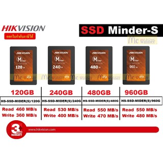 120GB | 240GB | 480GB | 960GB SSD (เอสเอสดี) HIKVISION Minder-S 3D NAND 2.5"  SATA III 6GB/s - ประกัน 3 ปี