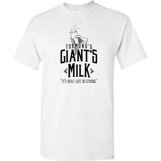 เสื้อยืดโอเวอร์ไซส์Ugp เสื้อยืด ลายคําคมตลก Giantsbane Giants Milk - It How I Got So StrongS-3XL