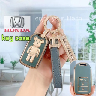 ปลอกกุญแจรีโมตรถยนต์ 2 3 4 ปุ่ม ขอบสีทอง สําหรับ Honda JAZZ CITY CRV CIVIC ACCORD tpu free gift honda key cover key case