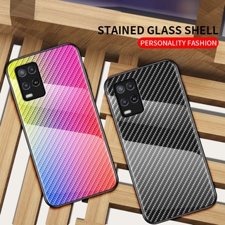 Ready Stock เคสโทรศัพท์ OPPO A54 4G Casing Luxury Fashion Anti Scartch Carbon Fiber Pattern Tempered Glass Silicon Soft Edges Shell Hard Cover Case เคส OPPOA54 4G