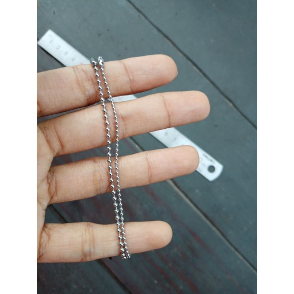 ภาพสินค้าStainless Steel Bead Chain 1.5 mm / 2.4 mm โซ่ไข่ปลา สแตนเลส สีเงิน ยาว 10 ซม. สำหรับ ทำ พวงกุญแจ จากร้าน amramay บน Shopee ภาพที่ 1