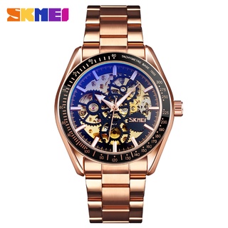 Skmei นาฬิกาข้อมืออัตโนมัติ สายสแตนเลส กันน้ํา หรูหรา สไตล์นักธุรกิจ แฟชั่นสําหรับผู้ชาย