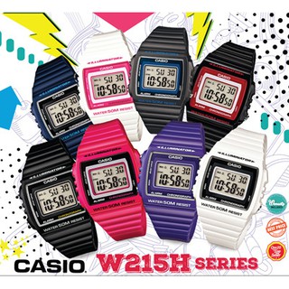 CASIO W-215H SERIES นาฬิกาข้อมือ นาฬิกาผู้ชาย นาฬิกาข้อมือผู้หญิง สายเรซิ่น ของแท้ 100 %