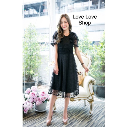 เดรสลูกไม้มี4สี-l-4xl-maxi-dress-เดรสสีขาวผ้าปักลายแขนระบาย2ชั้น-งานป้าย-love-love