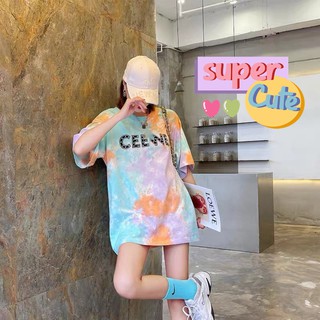 สินค้า sneaker.world 🌈รุ่นใหม่สุดๆ🌈 เสื้อยืด สไตล์เกาหลี งานแฟชั่น สีมัดย้อม ไล่สีสวยมาก