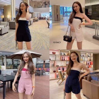 B15154 จั้มสูทเกาะอกขาสั้น Short sleeveless jumpsuit