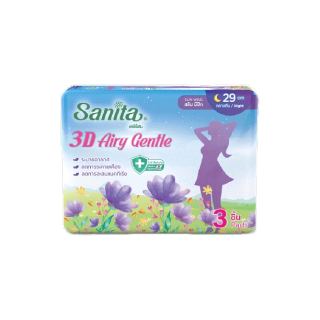 โปรโมชั่น Flash Sale : Sanita 3D Airy Gentle Antibacteria / แซนนิต้า 3D แอรี่ เจนเทิล แอนตี้แบคทีเรีย สลิม มีปีก 29ซม. 3ชิ้น/ห่อ