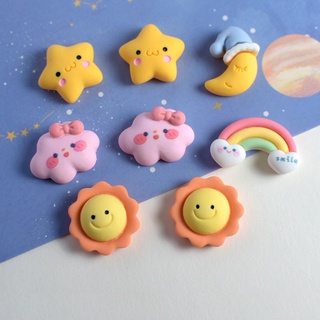 10 ชิ้น / แพ็ค Kawaii เรนโบว์ดาวบอลลูนแมวอุ้งเท้าเรซิ่น Flatback Cabochons สําหรับตกแต่งโทรศัพท์สมุด DIY