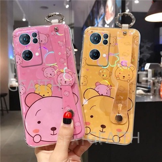 Ready Stock เคส OPPO Reno7 Pro 5G China New Fashion Colorful Bear with Wristband Holder Cute Cartoon Soft Case Cover เคสโทรศัพท์ Reno7Pro