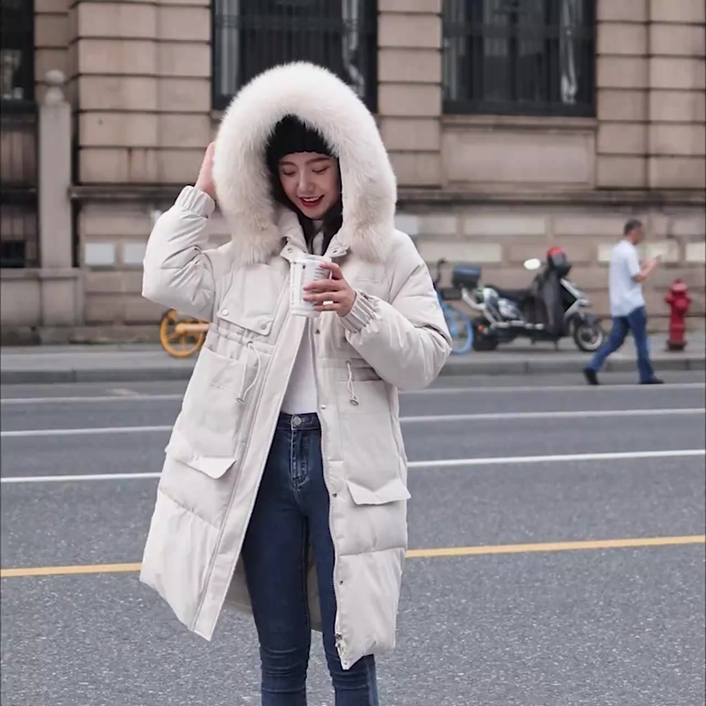 เสื้อโค้ทแจ็กเก็ต-ความยาวปานกลาง-มีฮู้ด-ผ้าฝ้าย-บุขนเฟอร์-แบบเข้ารูป-ให้ความอบอุ่น-แฟชั่นฤดูหนาว-สไตล์เกาหลี-สําหรับผู้หญิง