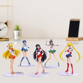 [B_398] 5Pcs Sailor Moon Figure Realistic PVC Miniature Figurine Solid Model Cake Decoration Collectible Action Figure Anime Doll Model Toy Ornament Birthday Gift