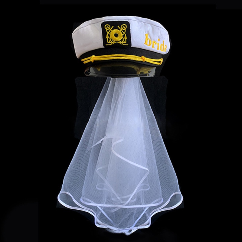 autu-หมวกกัปตันทหารเรือ-พร้อมผ้าคลุม-สําหรับเจ้าสาว-งานแต่งงาน