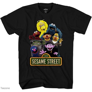 เสื้อยืดผู้ เสื้อยืดแขนสั้น คอกลม ผ้าฝ้าย พิมพ์ลาย Sesame Street Elmo Cookie Monster Big Bird แฟชั่นฤดูร้อน สไตล์คลาสสิก