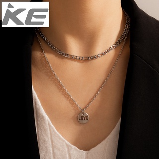 Net Red Jewelry Letter Round Double Necklace LOVE Metal Hollow MultiClavicle Chain for girls f
