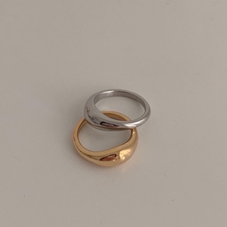 (โค้ด X8SFXJ ลด 20%) A.piece  แหวนไทเทเนียม [18K gold Plated] curve ring(138)