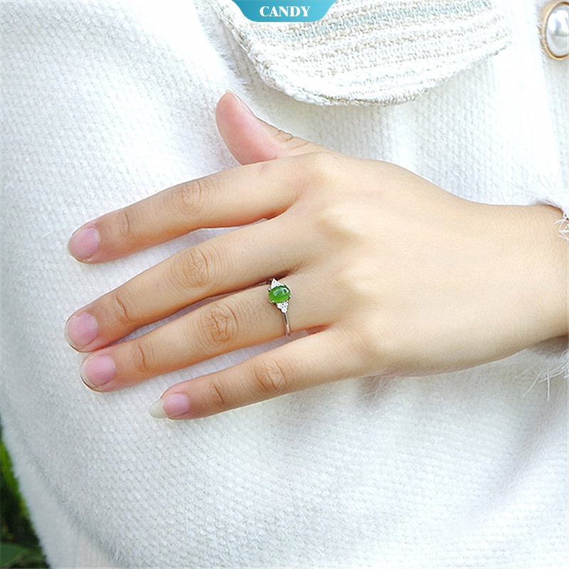 แหวนเงินแท้-เกรด-s-925-ประดับเพทาย-ทรงวงรี-สีเขียวมรกต-เหมาะกับของขวัญแต่งงาน-สําหรับผู้หญิง