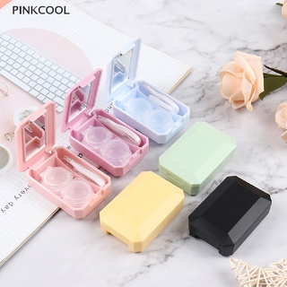 Pinkcool ใหม่ กล่องคอนแทคเลนส์ ขนาดเล็ก แบบพกพา สีแคนดี้ พร้อมกระจก