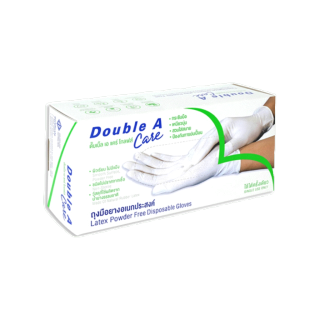 Double A Care ถุงมือยาง ไม่มีแป้ง บรรจุ 100 ชิ้นต่อกล่อง