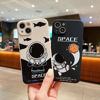 เคสโทรศัพท์มือถือ ขอบตรง ลายนักบินอวกาศ สําหรับ OPPO A76 A36 A55 A15 A15S A53 A33 A52 A92 A31 A91 A16 A74 A95 A73 A94 A93 A54 A5 A9 2020 A3S A12e A1K F1S F5 Youth A83 F11 F9 A7 A