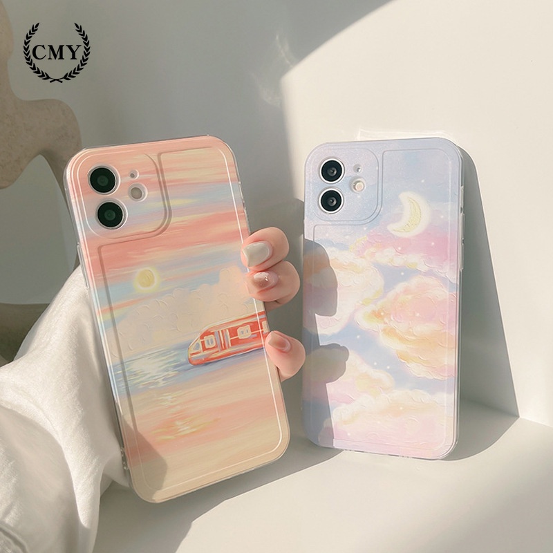 รูปภาพสินค้าแรกของเคสโทรศัพท์ ชนิดซิลิโคน พิมพ์ลายสีน้ำมัน สำหรับ iPhone 11 Pro Max X Xr Xs Max 7 8 Plus Se 2020 12 Pro Max 12 Mini 13 pro max 13 mini