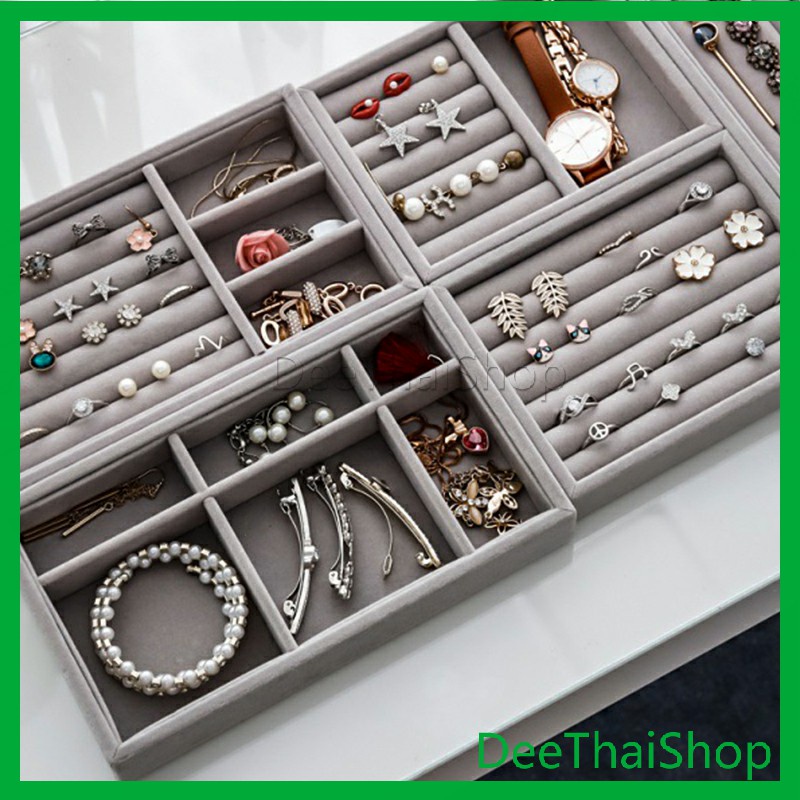 deethai-ถาดกํามะหยี่สําหรับจัดเก็บเครื่องประดับ-สร้อยคอ-ที่เก็บแหวน-กล่องเก็บเครื่องประดับในลิ้นชัก-ที่เก็บแหวนสร้อยคอ