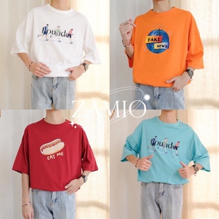 เสื้อยืดผ้าฝ้ายพิมพ์ลายผ้าฝ้าย 100% ZAMIO T-shirt เสื้อยืดโอเวอร์ไซส์  Tee T-shirt oversize S-3XL