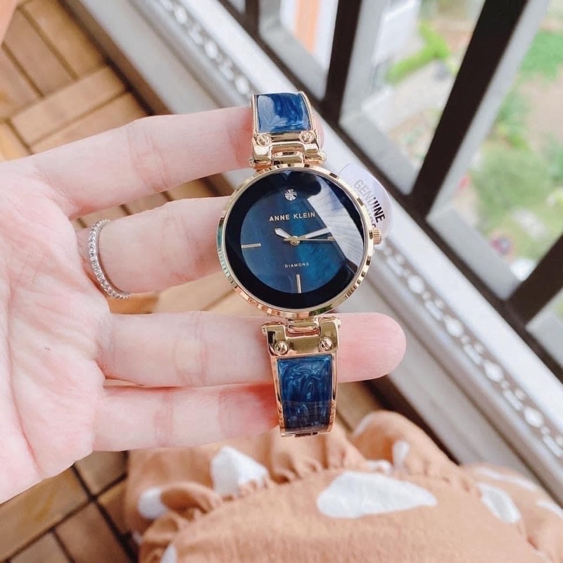 นาฬิกา-anne-klein-watch-หน้าปัดกลม-สีน้ำเงิน-กรมท่า-34-mm