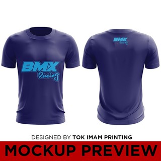 [S-5XL]เสื้อยืดแข่งรถ BMX สีฟ้าล้วน !!