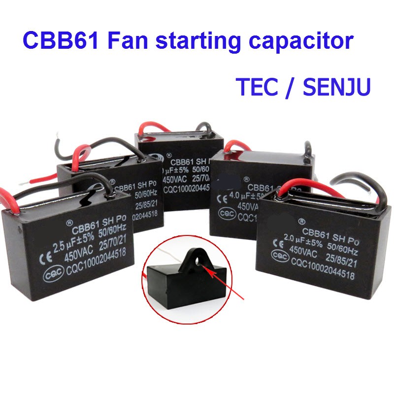 ภาพสินค้าคาปาซิเตอร์ Capacitor พัดลม 1.5UF 1.8UF 2UF 2.5UF 3UF 4UF 5UF 6UF 7UF 8UF 10UF 450V CBB61 อะไหล่พัดลม แคปพัดลม จากร้าน sakuragisk บน Shopee ภาพที่ 1