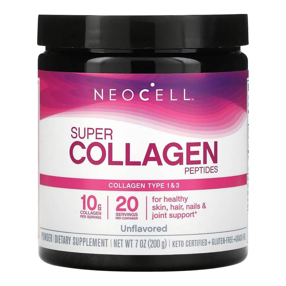 ข้อมูลเกี่ยวกับ Neocell Super Collagen Powder คอลลาเจน เปปไทด์ อันเฟลเวอร์ ผลิตภัณฑ์เสริมอาหาร 1 & 3 ปริมาณ 200 g