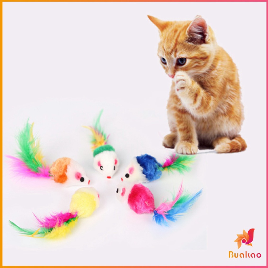 buakao-หนูจิ๋วของเล่นน้องแมว-คละสี-อุปกรณ์เสริมสำหรับสัตว์เลี้ยง-cat-toy