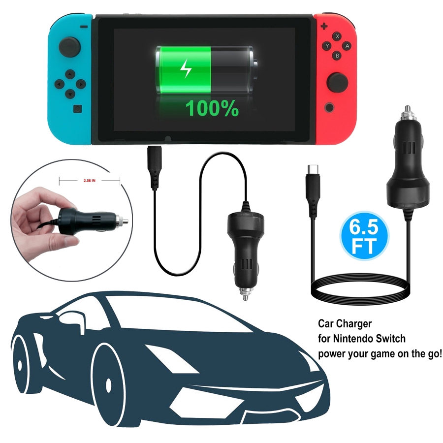 Nintendo Switch Car Charger 2M Cable TypeC Quick Charging Dock Station Charger Adapter for NS