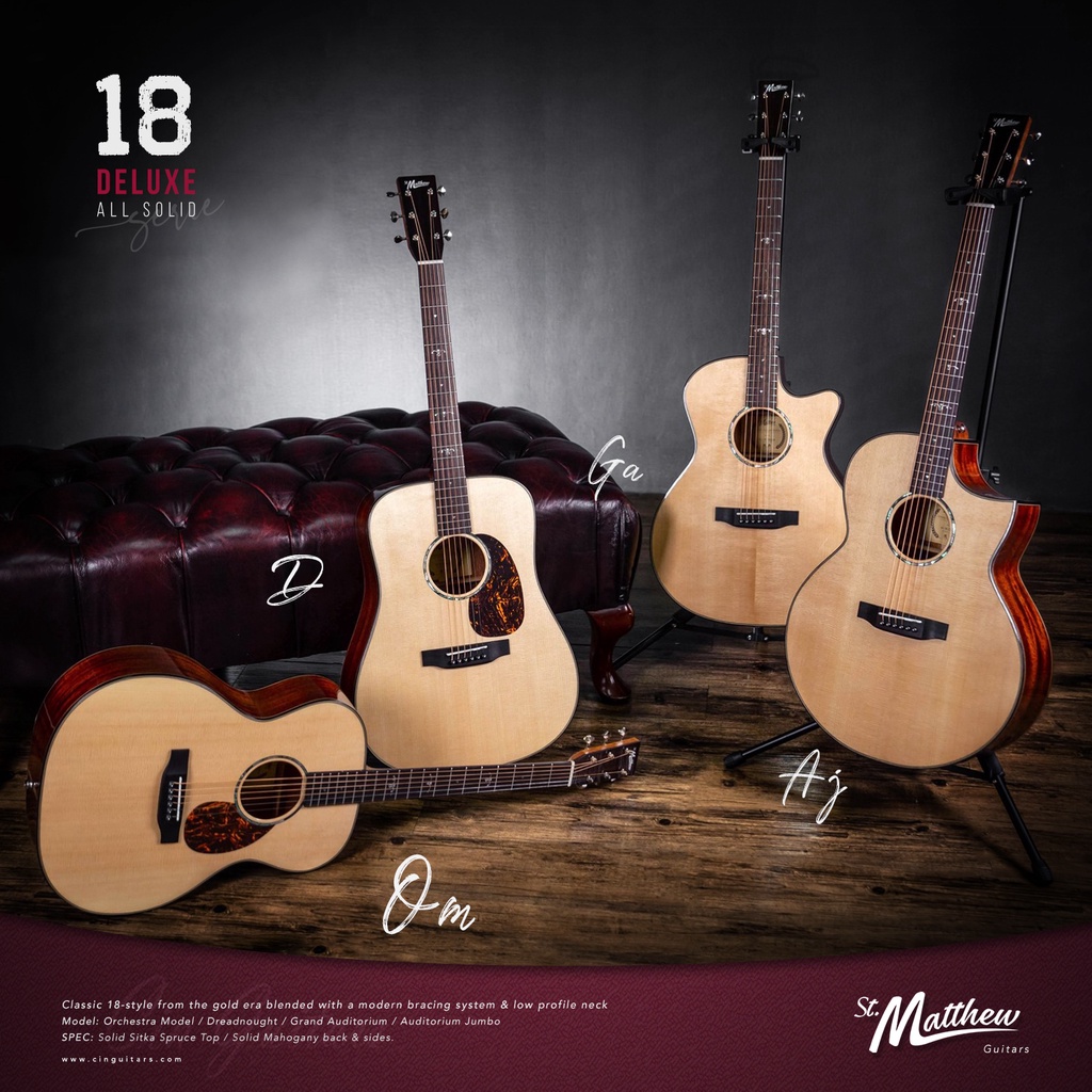 st-matthew-18-deluxe-กีตาร์โปร่ง-all-solid-sitka-spruce-mahogany-พร้อมกระเป๋า-om-18-ga-18-d-18-aj-18