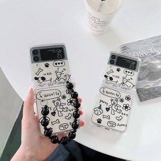 เคสมือถือ แบบแข็ง ลายการ์ตูนสัตว์น่ารัก พร้อมสายคล้อง 3 in 1 สําหรับ Samsung Galaxy Z Flip 3 5G ZFlip4