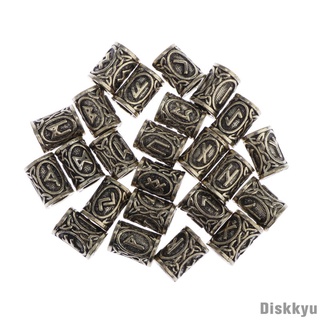 [12] Vikings Runes Dreadlock ลูกปัดถักเปีย Diy สําหรับทําสร้อยข้อมือสร้อยข้อมือ 24ชิ้น