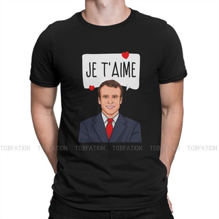 เสื้อยืดผ้าฝ้ายพิมพ์ลายขายดี Je Taime เสื้อยืดลําลอง แขนสั้น คอกลม พิมพ์ลาย Emmanuel Macron ใส่สบาย สไตล์ฮิปฮอป ของขวัญ