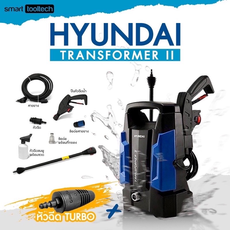 ภาพหน้าปกสินค้าโปร5.5 ส่งด่วน ประกันศูนย์ HYUNDAI TRANSFORMER 2 เครื่องฉีดน้ำแรงดันสูง 105 BAR