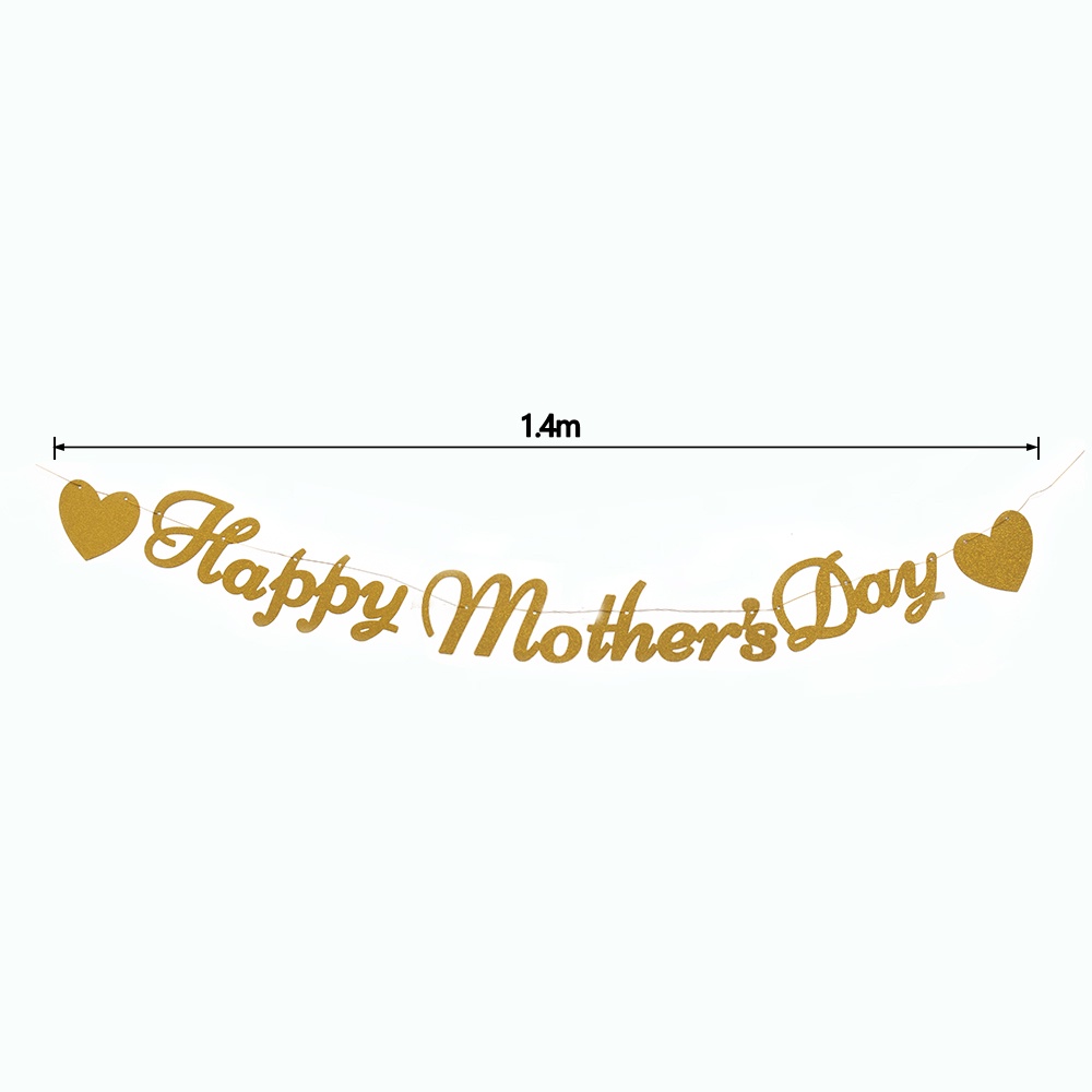 happy-mothers-day-ธงแบนเนอร์-ลายหัวใจ-กลิตเตอร์-สีทอง-สีโรสโกลด์-สําหรับตกแต่งปาร์ตี้วันแม่