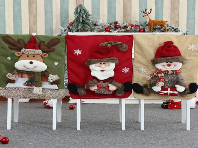 ผ้าคลุมเก้าอี้-ลายคริสต์มาส-ซานต้าคลอส-สโนว์แมน-กวาง-3d-สําหรับตกแต่งโต๊ะรับประทานอาหาร-โรงแรม-ปาร์ตี้