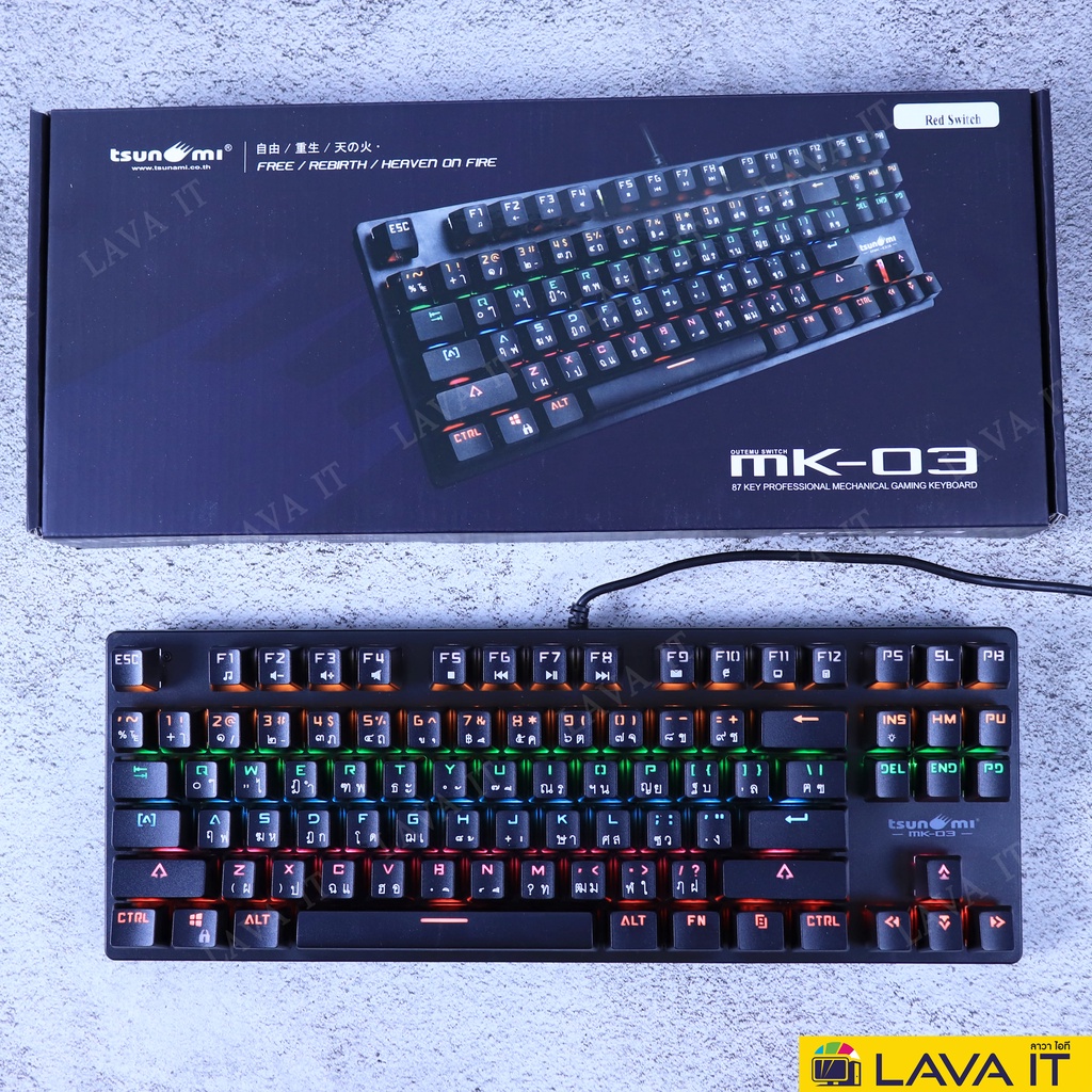 ภาพหน้าปกสินค้าTsunami MK-03 Mechanical TKL Keyboard คีย์บอร์ดเกมมิ่ง (รับประกันสินค้า 2 ปี) จากร้าน lava_it บน Shopee