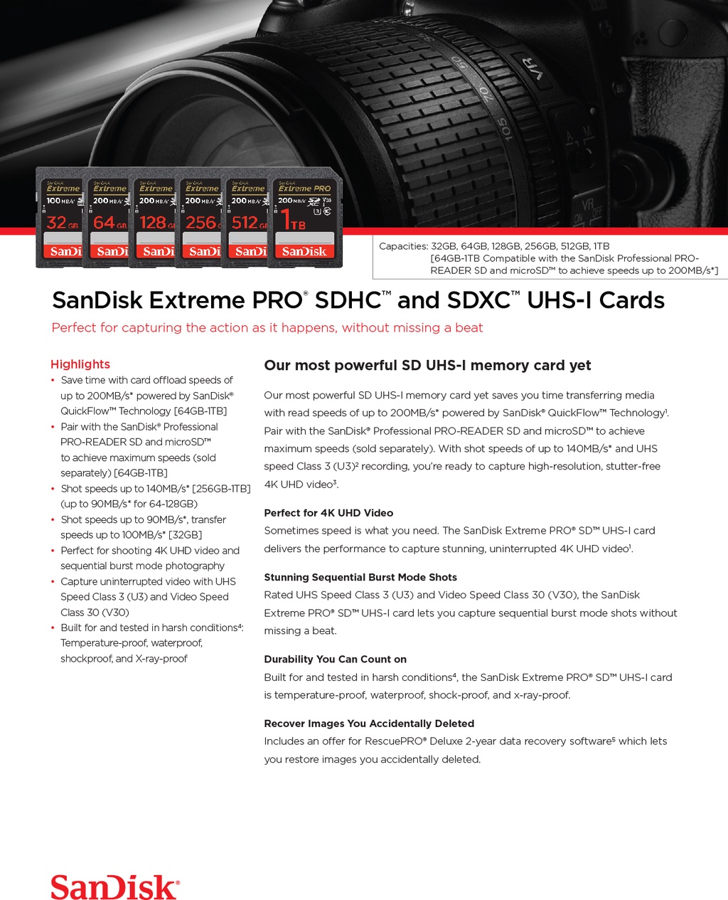 SanDisk Extreme Pro SDXC 128GB (SDSDXXD-128G) Read 200MB/s Write 90MB/s ...