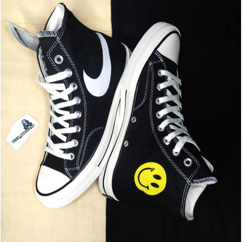 100% pict!!! converse all-star 1970s x nike swoosh smiley  รองเท้าผ้าใบลําลองสีขาวสีดํา 1:1 | Shopee Thailand