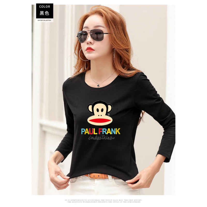เสื้อยืดแขนยาวแฟชั่นเกาหลี-พิมพ์ลายการ์ตูนน่ารัก-ผ้านิ่มใส่สบาย-s-xxl-tl-bk202