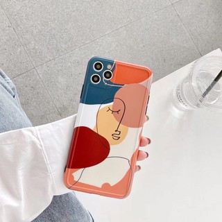 เคสไอโฟน เคสซิลิโคน 11 promax iPhone case เคสนิ่ม เนื้อซิลิโคน for iPhone X XS MAX XR  7+ 8PLUS full coverเส้นคนวงสีTPU-