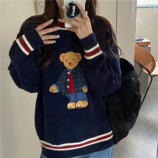 🔥Hot Sale / นักเรียนน่ารักเสื้อกันหนาวหมีแขนยาวญี่ปุ่นหญิงฤดูใบไม้ร่วงและฤดูหนาวสวมใส่ขนาดบวกไขมัน MM เสื้อลมขี้เกียจด้