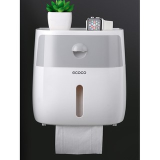 Ecoco กล่องใส่กระดาษทิชชู่ กล่องทิชชู่  พร้อมที่วางของ ลิ้นชักเก็บของ วางโทรศัพท์  ติดตั้งง่าย แข็งแรง ไม่ต้องเจาะผนัง