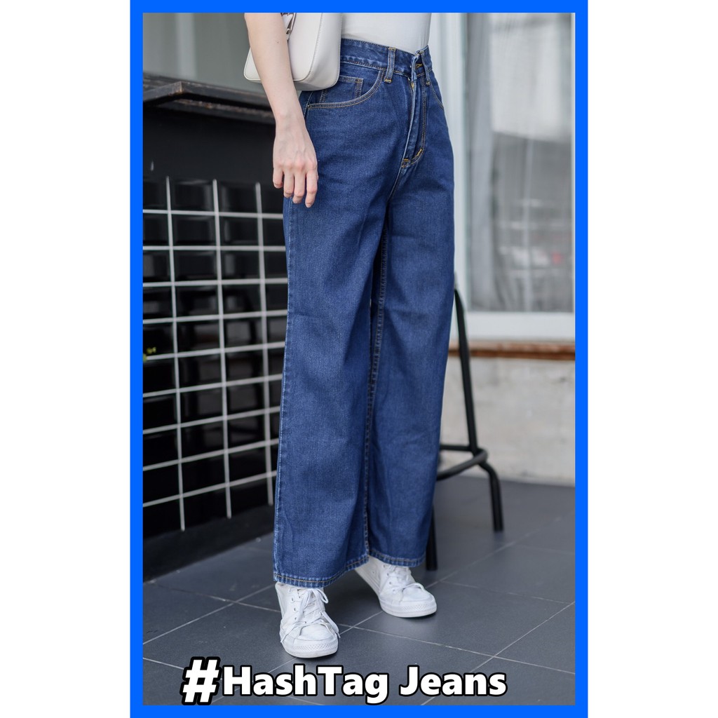 hashtag-jeans-กางเกงยีนส์ขายาว-กางเกงยีนส์ขาบาน-กางเกงยีนส์คุณภาพ-วินเทจขาบาน-ฟอกเข้มขัดหนวด-กางเกงยีนส์ผู้หญิง-has9265