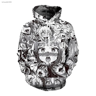 ผู้ชายผู้หญิง 3D พิมพ์ Hoodie Pullover Ahegao Hentai ญี่ปุ่น Anime เสื้อ