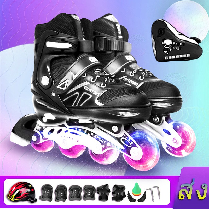 ภาพหน้าปกสินค้ารองเท้าสเก็ต โรลเลอร์เบลด In-line Skate Roller PINK Skate Violet Free Safety Set จากร้าน lifeisamaze บน Shopee